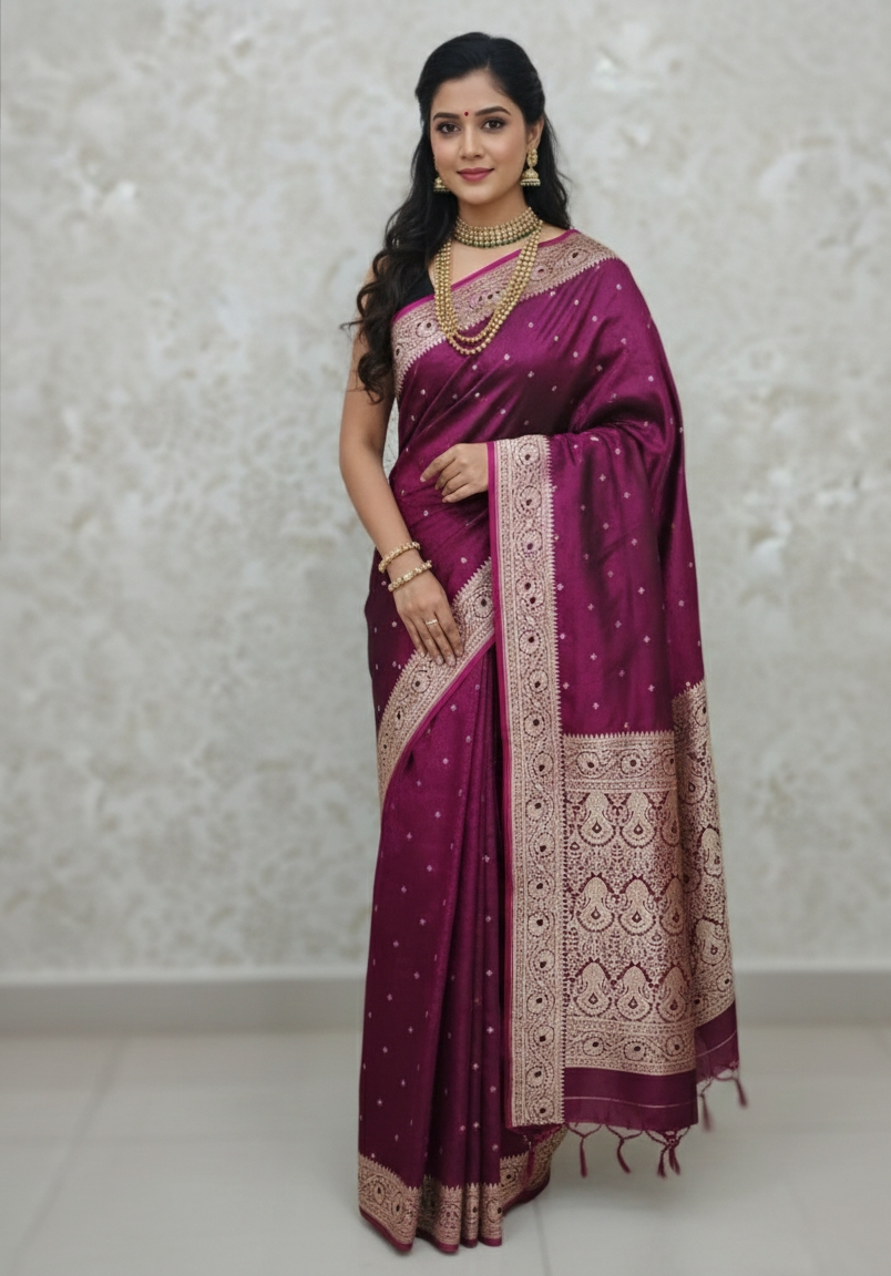 wine-purple-banarasi-saree-traditional-festive-silk-with-zari-butta