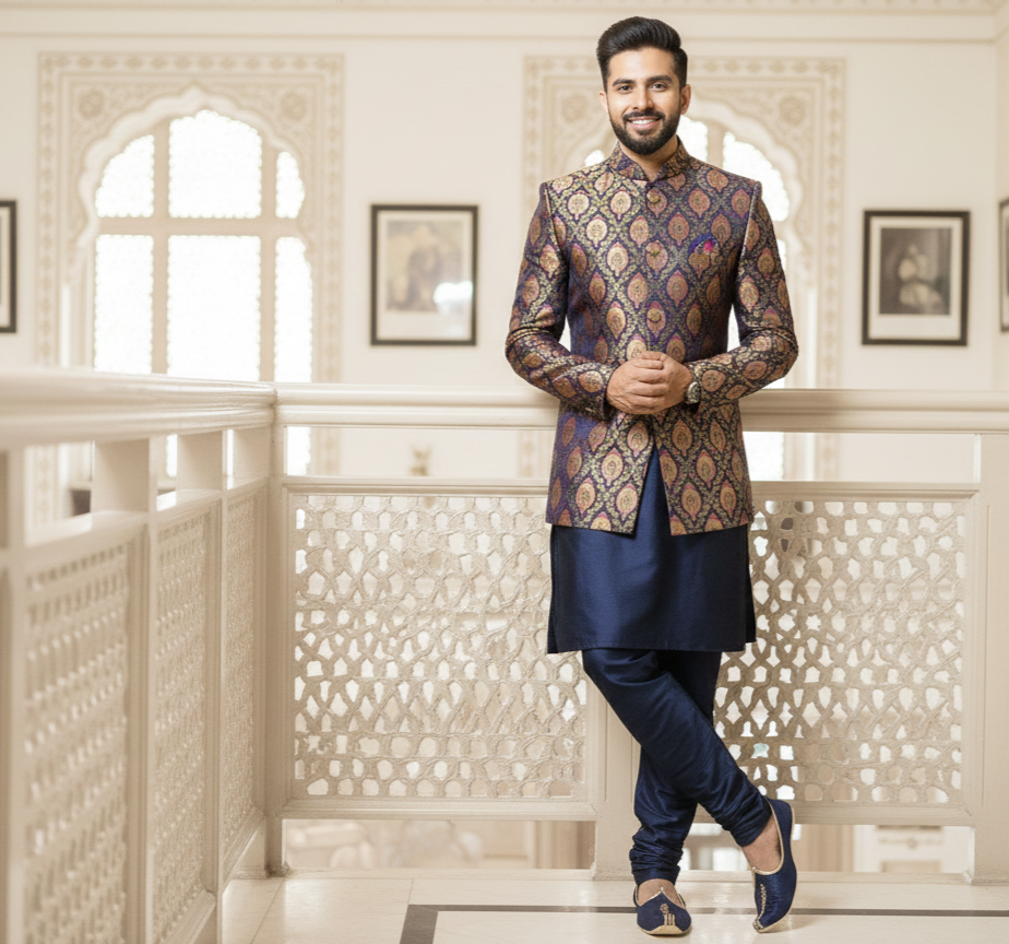 royal-blue-gold-banarasi-silk-sherwani-for-men-wedding-groom-set