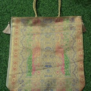 Royal Banarasi Zari Work Handbag | Banarasi Silk Brocade Handbag for Women