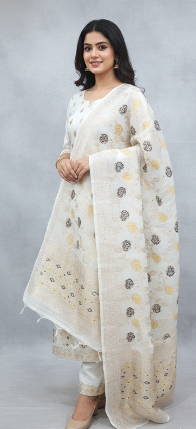 elegant-white-gold-banarasi-silk-salwar-suit-set-with-rich-woven-dupatta-3-piece-unstitched-festive-ensemble