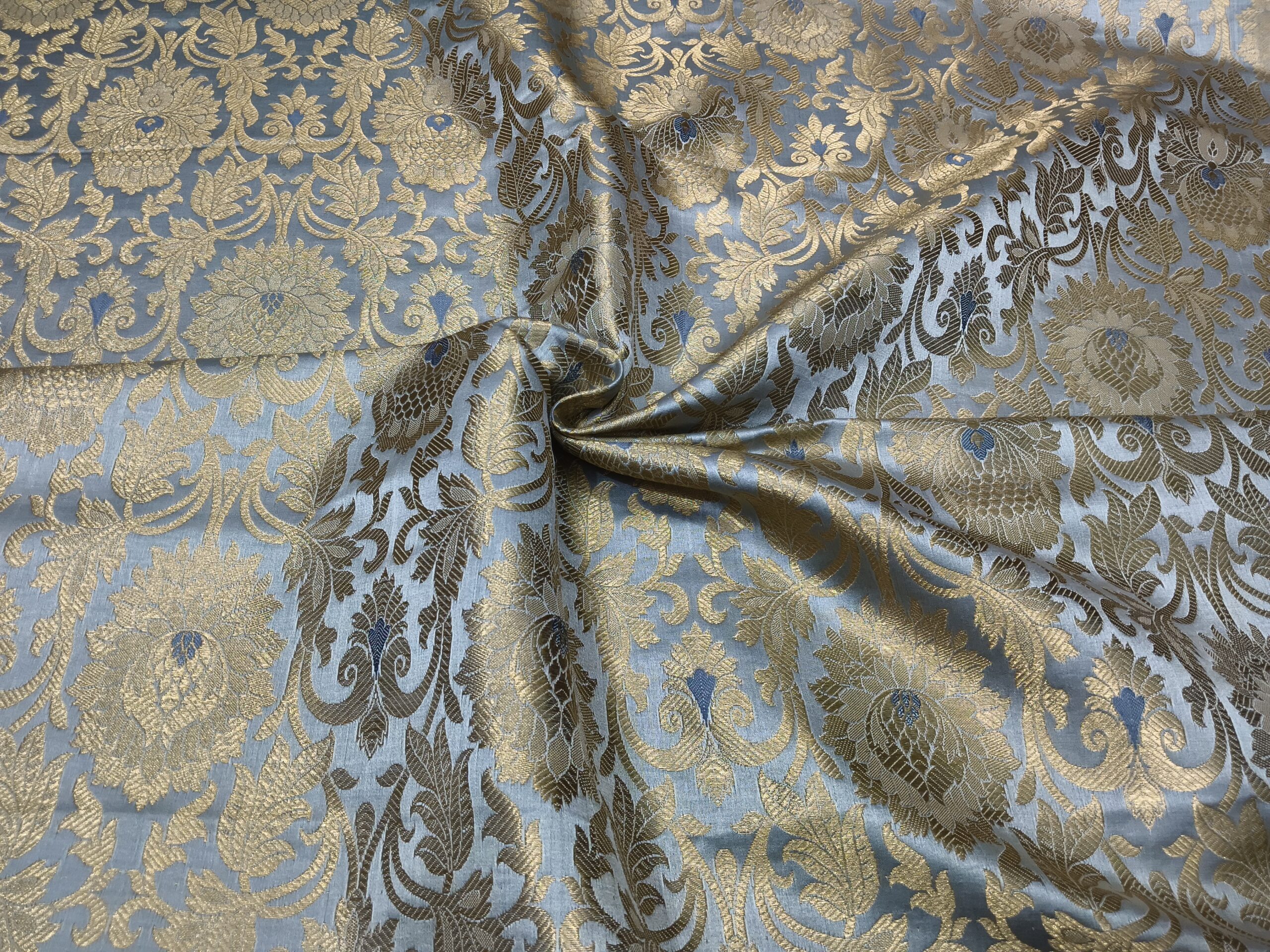 Men’s Seafoam Green & Gold Banarasi Brocade Indo-Western Sherwani Set - Image 3