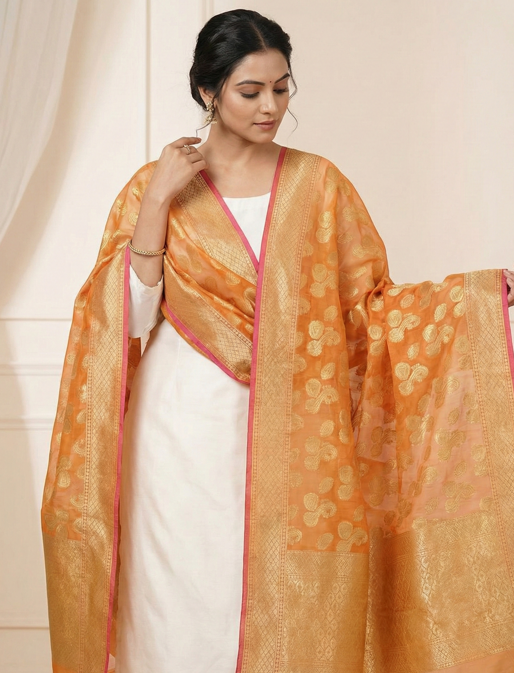 orange-and-gold-banarasi-silk-organza-dupatta
