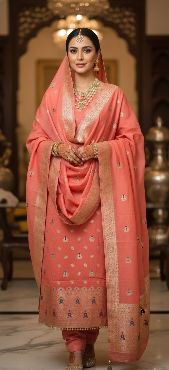 heritage-collection-peach-gold-hand-woven-banarasi-silk-suit
