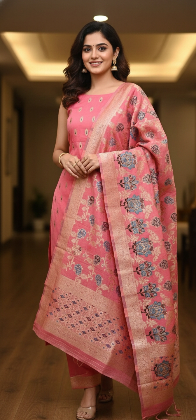 elegant-pink-banarasi-silk-salwar-suit-with-meenakari-dupatta