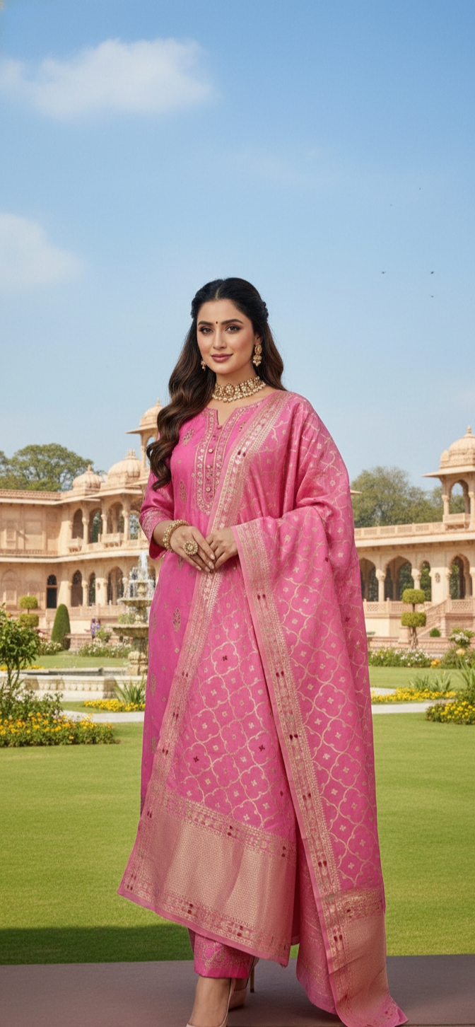 elegant-silk-salwar-suit-fabric-with-banarasi-silk-dupatta