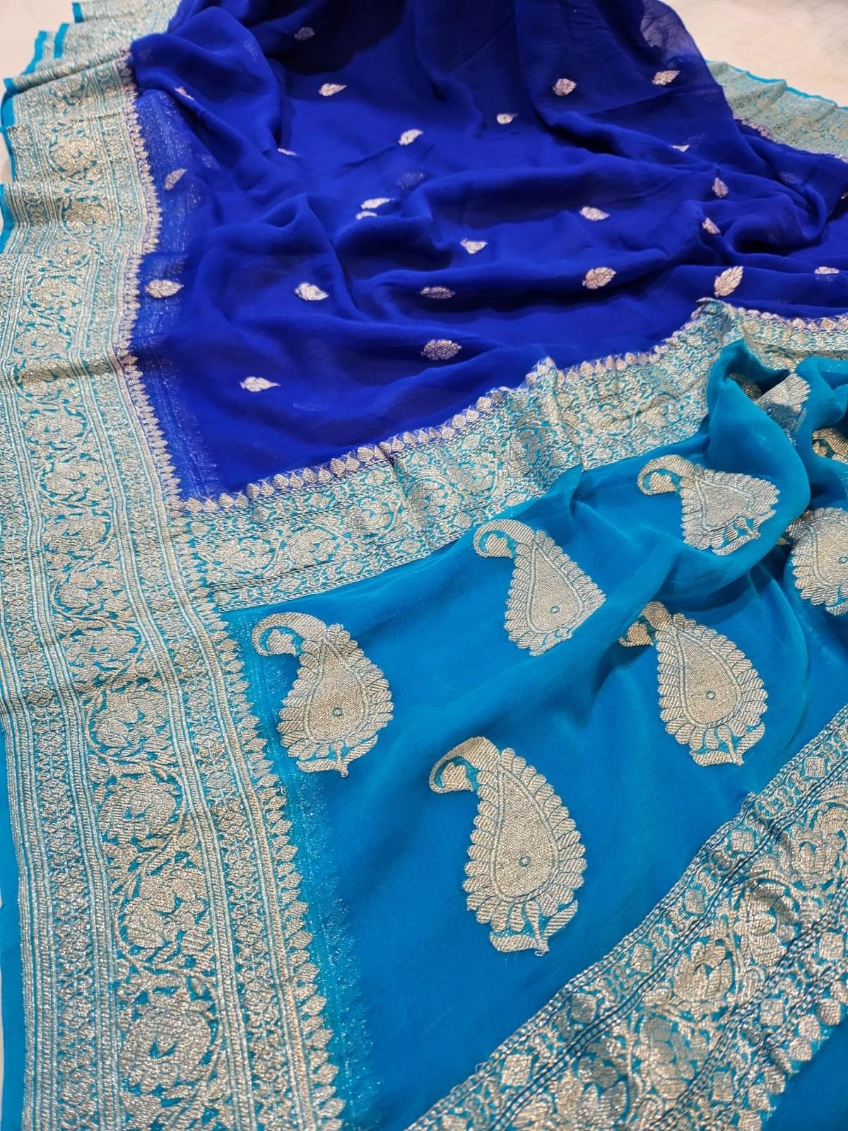 Neelambari: Evoking a regal, timeless elegance fitting for a premium Pure Banarasi chiffon saree - Image 2